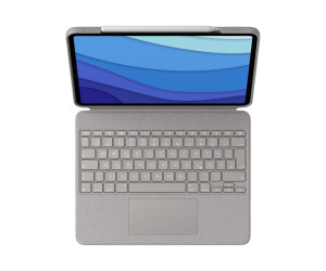 Logitech Combo Touch - keyboard and folio hop - with a trackpad - backlit - Apple Smart Connector - Qwerty - Spanish - Sand - for Apple 12.9 -inch iPad Pro (5th generation)