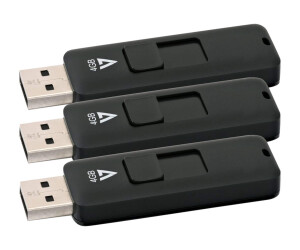 V7 VF24gar -3PK -3E - USB flash drive - 4 GB - USB 2.0 - black (pack with 3)