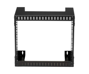 StarTech.com 8U 19" Wall Mount Network Rack - 12" Deep 2 Post Open Frame Server Room Rack for Data/AV/IT/Computer Equipment/Patch Panel with Cage Nuts & Screws 135lb Capacity, Black (RK812WALLO)
