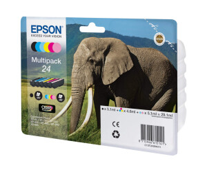 Epson 24 Multipack - 6er-Pack - 29.1 ml - Schwarz, Gelb, Cyan, Magenta, hellmagentafarben, hell Cyan - original - Blisterverpackung - Tintenpatrone (Alternative zu: Epson 24XL)
