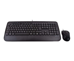 V7 CKU300FR - keyboard and mouse set - USB - Azerty