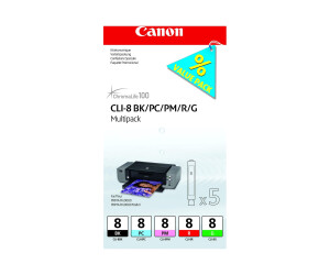 Canon Cli Value Pack 8 Multipack - 13 ml - Black, Cyan, Magenta, Red, Green