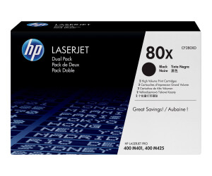 HP 80X - 2er-Pack - Hohe Ergiebigkeit - Schwarz -...