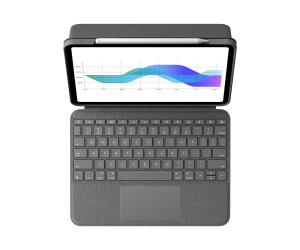 Logitech Folio Touch - keyboard and folio hop - with a trackpad - backlit - Apple Smart Connector - Azerty - French - Graphite - for Apple 11 -inch iPad Pro (1st generation, 2nd generation)