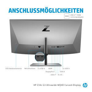 HP E34m G4 Conferencing Monitor - E-Series - LED-Monitor - gebogen - 86.4 cm (34")