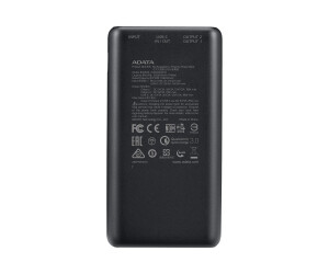 ADATA P20000QCD - Powerbank - 20000 mAh - 74 Wh - 18 Watt - PD 3.0, QC 3.0 - 4 Ausgabeanschlussstellen (USB, 24 pin USB-C)