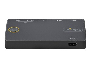 StarTech.com 2 Port Hybrid KVM Switch HDMI + USB-A & USB-C - 4K 60Hz HDMI 2.0 Monitor - Kompakter Desktop und/oder Laptop HDMI KVM Umschalter - USB Bus Powered - Thunderbolt 3 Kompatibel (SV221HUC4K)