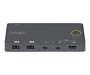 StarTech.com 2 Port Hybrid KVM Switch HDMI + USB-A & USB-C - 4K 60Hz HDMI 2.0 Monitor - Kompakter Desktop und/oder Laptop HDMI KVM Umschalter - USB Bus Powered - Thunderbolt 3 Kompatibel (SV221HUC4K)