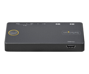 StarTech.com 2 Port Hybrid KVM Switch HDMI + USB-A & USB-C - 4K 60Hz HDMI 2.0 Monitor - Kompakter Desktop und/oder Laptop HDMI KVM Umschalter - USB Bus Powered - Thunderbolt 3 Kompatibel (SV221HUC4K)