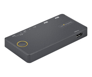 StarTech.com 2 Port Hybrid KVM Switch HDMI + USB-A & USB-C - 4K 60Hz HDMI 2.0 Monitor - Kompakter Desktop und/oder Laptop HDMI KVM Umschalter - USB Bus Powered - Thunderbolt 3 Kompatibel (SV221HUC4K)