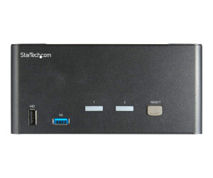 StarTech.com 2 Port DisplayPort KVM Switch - 4K 60 Hz UHD HDR - DP 1.2 KVM Umschalter mit USB 3.0 Hub mit 2 Anschlüssen (5 Gbit/s)