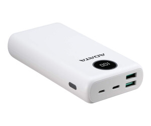 ADATA P20000QCD - Powerbank - 20000 mAh - 74 Wh - 18 Watt - PD 3.0, QC 3.0 - 4 Ausgabeanschlussstellen (USB, 24 pin USB-C)
