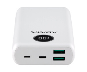 ADATA P20000QCD - Powerbank - 20000 mAh - 74 Wh - 18 Watt - PD 3.0, QC 3.0 - 4 Ausgabeanschlussstellen (USB, 24 pin USB-C)