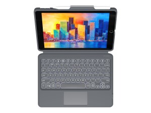 ZAGG Pro Keys - Tastatur und Foliohülle - mit Trackpad - hintergrundbeleuchtet - Bluetooth - QWERTZ - Deutsch - Schwarz/Grau Tastatur, Schwarz/Grau Gehäuse - für Apple 10.2-inch iPad (7. Generation, 8. Generation)
