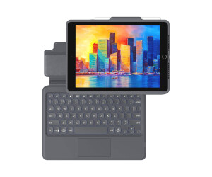 ZAGG Pro Keys - Tastatur und Foliohülle - mit Trackpad - hintergrundbeleuchtet - Bluetooth - QWERTZ - Deutsch - Schwarz/Grau Tastatur, Schwarz/Grau Gehäuse - für Apple 10.2-inch iPad (7. Generation, 8. Generation)