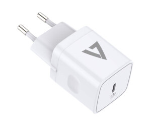 V7 power supply - 20 watt - PD (USB -C) - On cable: Lightning - White - for Apple iPad/iPhone/iPod (Lightning)