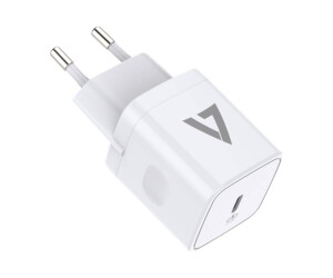 V7 power supply - 20 watt - PD (USB -C) - On cable: Lightning - White - for Apple iPad/iPhone/iPod (Lightning)