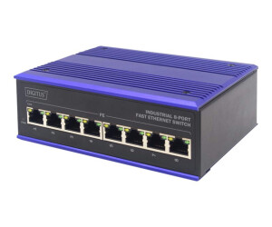 DIGITUS 8 Port Fast Ethernet Netzwerk Switch, Industrial,...