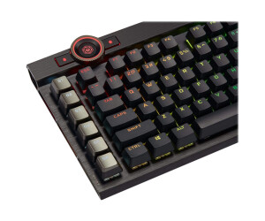 Corsair Gaming K100 RGB - Tastatur - Hintergrundbeleuchtung - USB - Deutsch - Tastenschalter: CORSAIR OPX RGB - Aluminium schwarz eloxiert (gebürstet)
