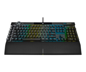Corsair gaming K100 RGB - keyboard - backlight - USB - German - key switch: Corsair opx RGB - aluminum black anodized (brushed)