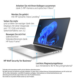HP Elite Dragonfly G3 Notebook - Wolf Pro Security - Intel Core i5 1235u / 1.3 GHz - Evo - Win 11 Pro - Iris Xe Graphics - 16 GB RAM - 512 GB SSD NVME, HP Value - 34.3 cm (13.5 ")