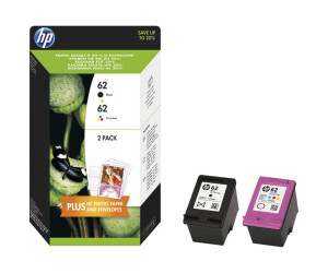 HP 62 Twin Pack - 2 -pack - black, color (cyan, magenta,...