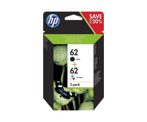 HP 62 - 2er-Pack - pigmentiertes Schwarz, Farbe (Cyan,...