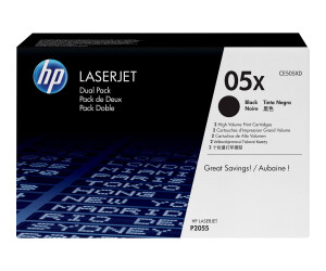 HP 05X - 2er-Pack - Hohe Ergiebigkeit - Schwarz - original - LaserJet - Tonerpatrone (CE505XD)