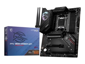MSI MPG B650 CARBON WIFI - Motherboard - ATX - Socket AM5 - AMD B650 Chipsatz - USB 3.2 Gen 1, USB 3.2 Gen 2, USB-C 3.2 Gen2, USB-C 3.2 Gen 2x2 - 2.5 Gigabit LAN, Wi-Fi 6E, Bluetooth - Onboard-Grafik (CPU erforderlich)