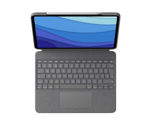 Logitech Combo Touch - keyboard and folio hop - with a trackpad - backlit - Apple Smart Connector - Qwerty - Us International - Oxford Gray - for Apple 12.9 -inch iPad Pro (5th generation)