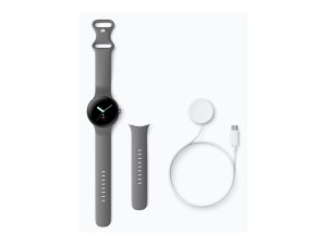 Google Pixel Watch - 41 mm - Silber poliert - intelligente Uhr mit Active Armband