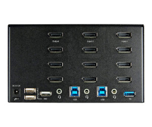 Startech.com 2 Port Quad Monitor DisplayPort KVM Switch - 4K 60 Hz UHDR - DP 1.2 KVM Switch with USB 3.0 HUB with 2x USB 3.0 (5 GBIT/S) and 4x USB 2.0 HID connections, audio hotkey - TAA (SV231QDPU34K)