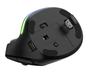 Trust Bayo - Vertikale Maus - ergonomisch - Für Rechtshänder - optisch - 6 Tasten - kabellos - 2.4 GHz - kabelloser Empfänger (USB)