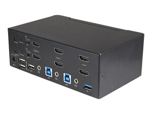 StarTech.com 2-Port Dual Monitor HDMI KVM-Switch - 4K 60Hz UHD HDR - Desktop 4K HDMI 2.0 KVM-Switch mit 2-Port USB 3.0 Hub (5 Gbit/s)