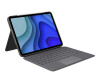 Logitech Folio Touch - keyboard and folio hop - with a trackpad - backlit - Apple Smart Connector - Qwertz - German - Oxford Gray - for Apple 10.9 -inch IPAD Air (4th generation)