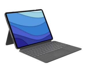 Logitech Combo Touch - keyboard and folio hop - with a trackpad - backlit - Apple Smart Connector - Qwerty - Us International - Sand - For Apple 12.9 -inch iPad Pro (5th generation)