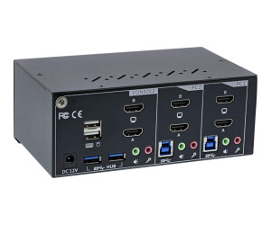 InLine KVM Desktop Switch - 2-fach - Dual Monitor - HDMI - 4K - USB 3.0 - Audio