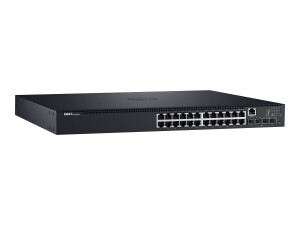 Dell Networking N1524P - Switch - L2+ - managed - 24 x 10/100/1000 + 4 x 10 Gigabit SFP+ - Luftstrom von vorne nach hinten - an Rack montierbar - PoE+ (30.8 W)