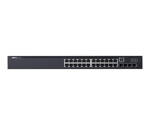 Dell Networking N1524P - Switch - L2+ - managed - 24 x 10/100/1000 + 4 x 10 Gigabit SFP+ - Luftstrom von vorne nach hinten - an Rack montierbar - PoE+ (30.8 W)