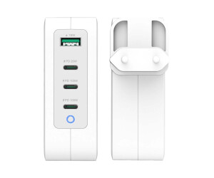 j5create JUP43130E - Netzteil - GaN - 130 Watt - 5 A - Huawei Fast Charge, PD 2.0, PD 3.0, QC 4.0, AFC, BC 1.2, Apple 2.4A - 4 Ausgabeanschlussstellen (USB Typ A, 3 x USB-C)