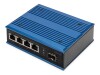 DIGITUS 4 Port Gigabit Ethernet Netzwerk PoE Switch, Industrial, Unmanaged, 1 SFP Uplink