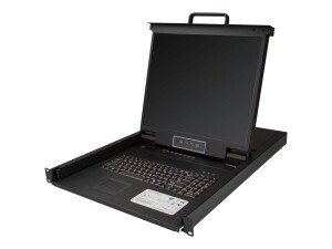 StarTech.com 8 Port Rack KVM Konsole mit 1,8 m Kabeln - US Tastatur(QWERTY), Integrierter KVM Switch mit 19" LCD Monitor - 1HE LCD KVM Konsole - OSD KVM - 50.000 MTBF - USB + VGA(RKCONS1908K) - KVM-Konsole mit KVM-Switch - 8 Anschlüsse - PS/2, USB - US-En