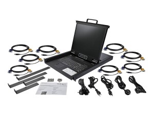 StarTech.com 8 Port Rack KVM Konsole mit 1,8 m Kabeln - US Tastatur(QWERTY), Integrierter KVM Switch mit 19" LCD Monitor - 1HE LCD KVM Konsole - OSD KVM - 50.000 MTBF - USB + VGA(RKCONS1908K) - KVM-Konsole mit KVM-Switch - 8 Anschlüsse - PS/2, USB - US-En