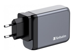 Verbatim Netzteil - GaN - 100 Watt - 5 A - PD 3.0, PD/PPS, QC 3.0 - 4 Ausgabeanschlussstellen (3 x USB-C, USB)