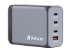 Verbatim Netzteil - GaN - 240 Watt - 5 A - Power Delivery 3.1, QC 3.0, PD 3.0, PD/PPS - 4 Ausgabeanschlussstellen (3 x USB-C, USB Typ A)