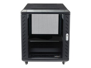 StarTech.com RK1236BKF Serverschrank (12HE, 73,7 cm tief, bis max. 800 Kg belastbar, mit Rollen, Tür mit Fenster und Schloss) - Schrank Netzwerkschrank - Schwarz - 12U - 91.4 cm (36")