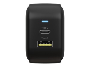 ICY BOX IB-PS106-PD - Netzteil - 38 Watt - 3 A - PD 3.0, QC 3.0 - 2 Ausgabeanschlussstellen (USB, 24 pin USB-C)