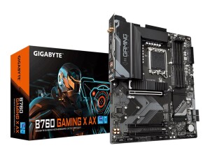 Gigabyte B760 GAMING X AX - 1.X - Motherboard - ATX - LGA1700-Sockel - B760 Chipsatz - USB 3.2 Gen 2, USB-C 3.2 Gen2, USB 3.2 Gen 1, USB-C 3.2 Gen 1 - 2.5 Gigabit LAN, Wi-Fi 6E, Bluetooth - Onboard-Grafik (CPU erforderlich)