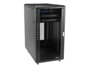 StarTech.com 18HE 19 Zoll Server Rack/Schrank - 4 Pfosten mit Einstellbare Tiefe(15-81cm), abschließbares Knock Down(FlatPack) Netzwerkschrank - Glastür & Rollen - HP ProLiant ThinkServer (RK1836BKF)