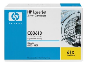 HP 61X - 2er-Pack - Hohe Ergiebigkeit - Schwarz - Original - LaserJet - Tonerpatrone (C8061D)